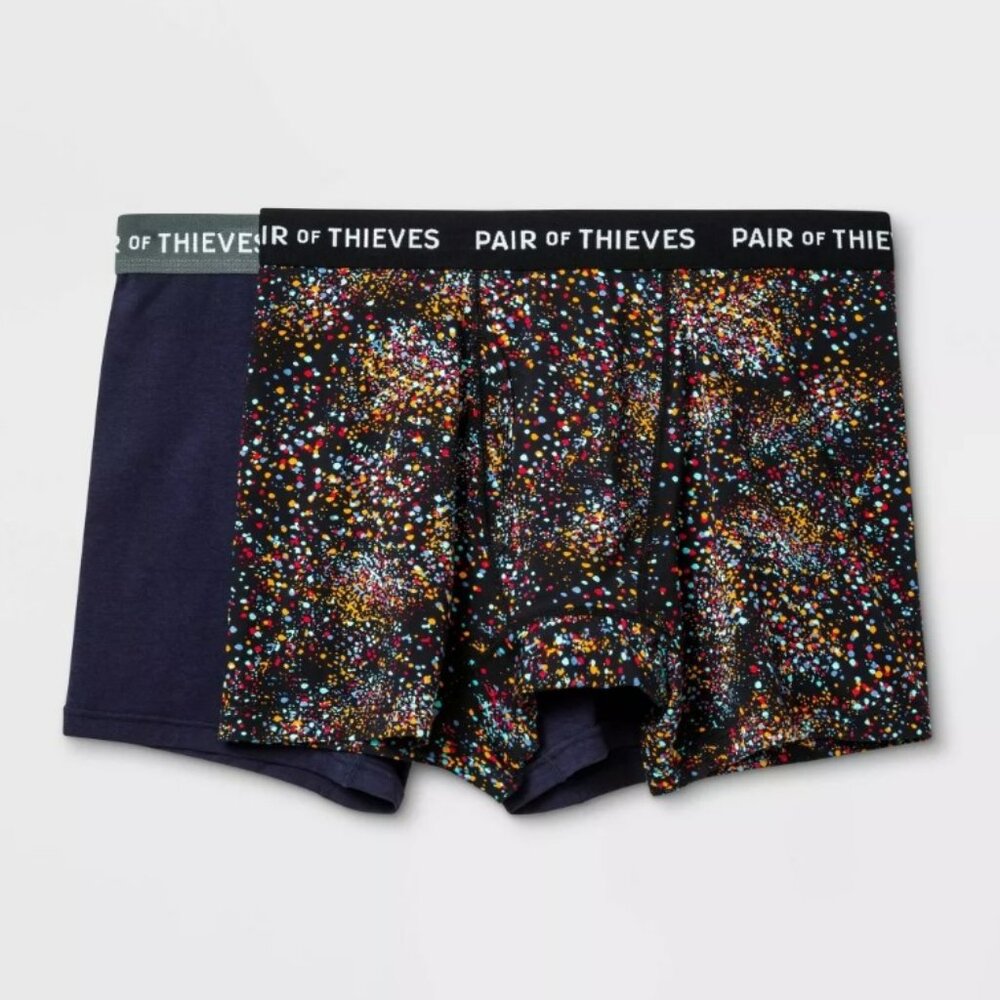 Pair of Thieves Men's 2pk Super Soft Boxer Briefs - Splatter/Navy